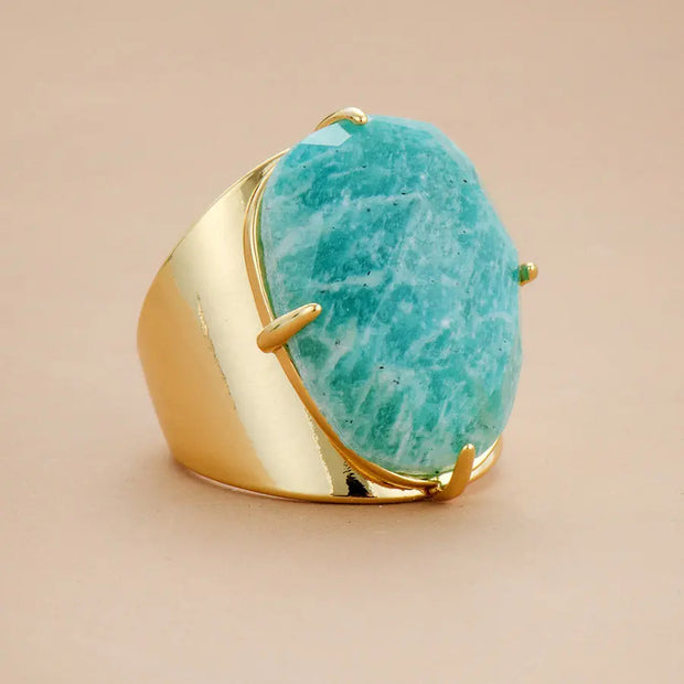 Bague "Floraison" en Amazonite