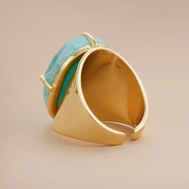 Bague "Floraison" en Amazonite