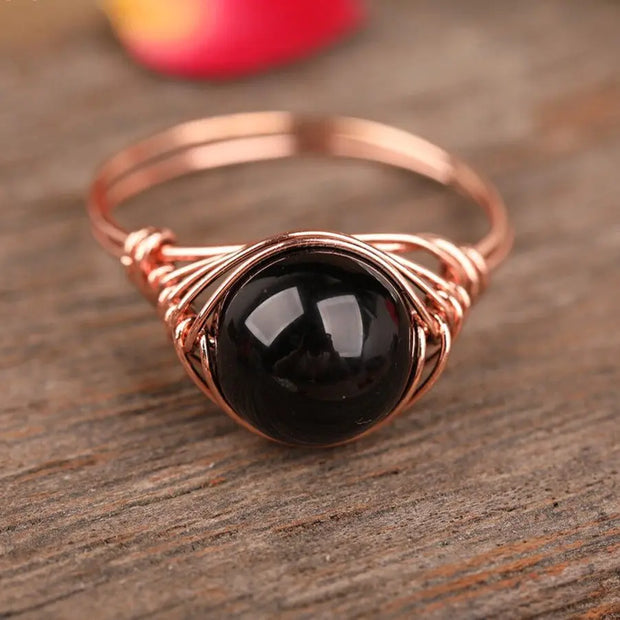 Bague "Perception" en agate noire