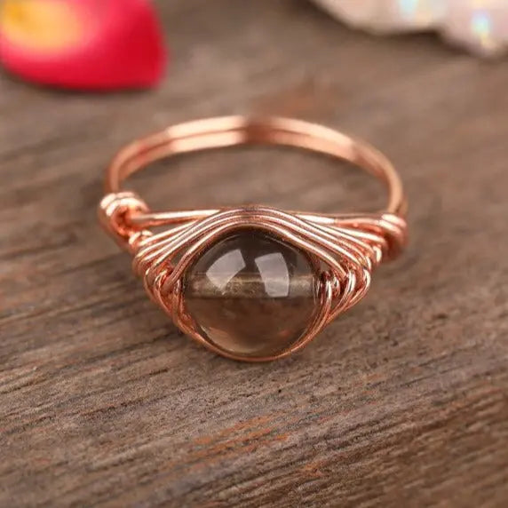 Bague "Perception" en quartz fumé