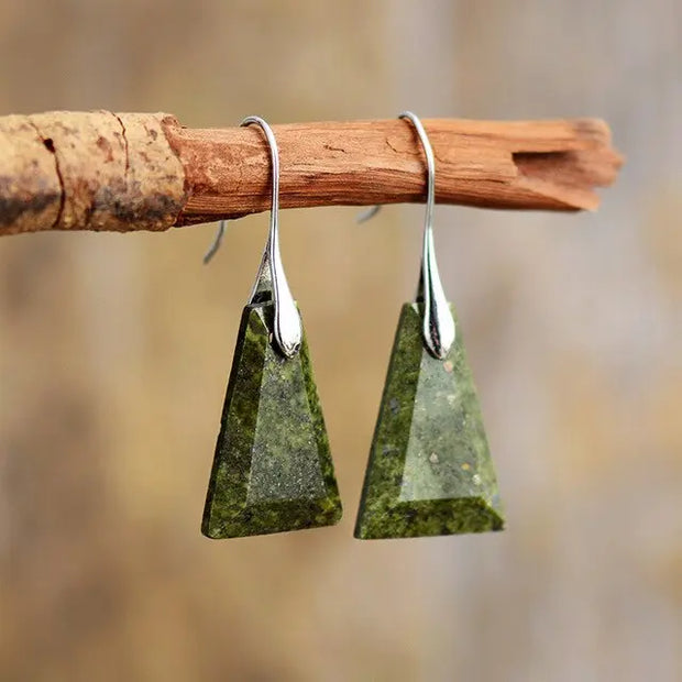 Boucles d'oreilles "Courage" en Jaspe vert