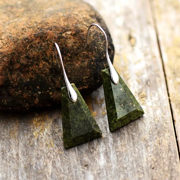 Boucles d'oreilles "Courage" en Jaspe vert