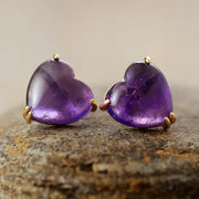 Boucles d'oreilles "Coeur" en Améthyste