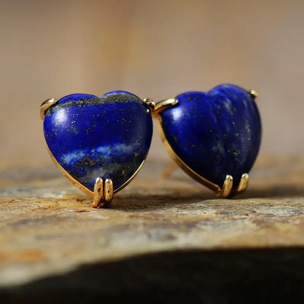 Boucles d'oreilles "Coeur" en Lapis-lazuli