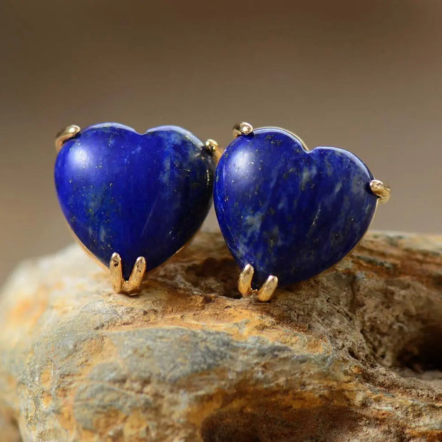 Boucles d'oreilles "Coeur" en Lapis-lazuli