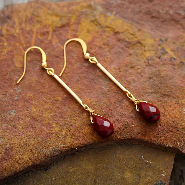 Boucles d'oreilles "Endurance" en Jaspe rouge