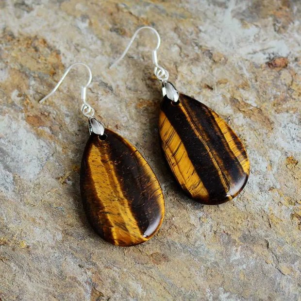 Boucles d'oreilles "Fraîcheur" en oeil de tigre