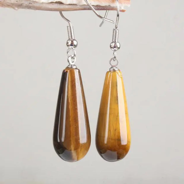 Boucles d'oreilles "Gouttes d'eau" en Oeil de Tigre