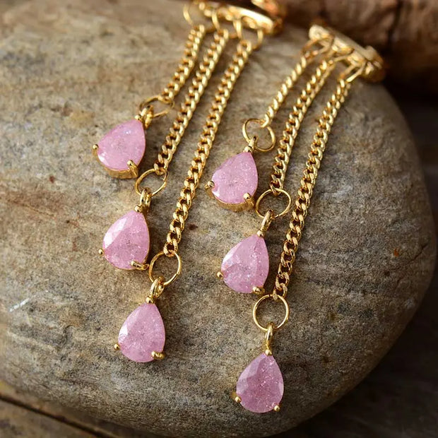 Boucles d'oreilles "Hécate" en Quartz rose