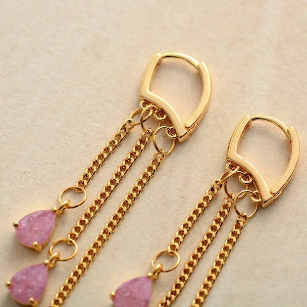 Boucles d'oreilles "Hécate" en Quartz rose
