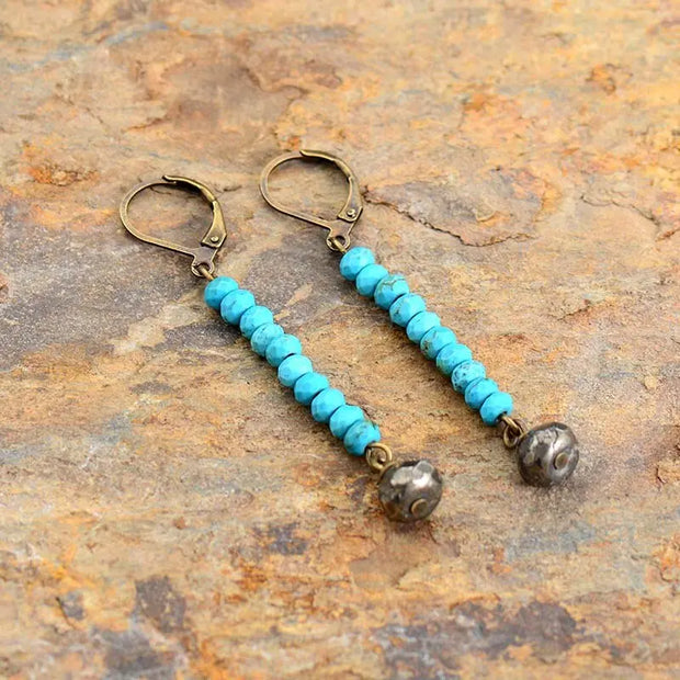 Boucles d'oreilles "Lueur" en Turquoise et Pyrite