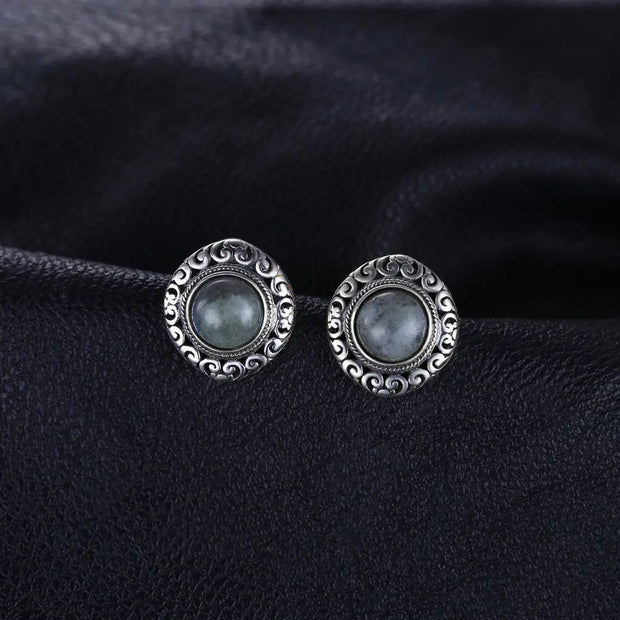 Boucles d'oreilles "Lumineuse" en Labradorite et Argent 925