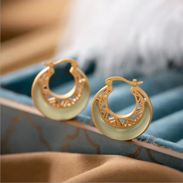 Boucles d'oreilles "Lune" en Jade