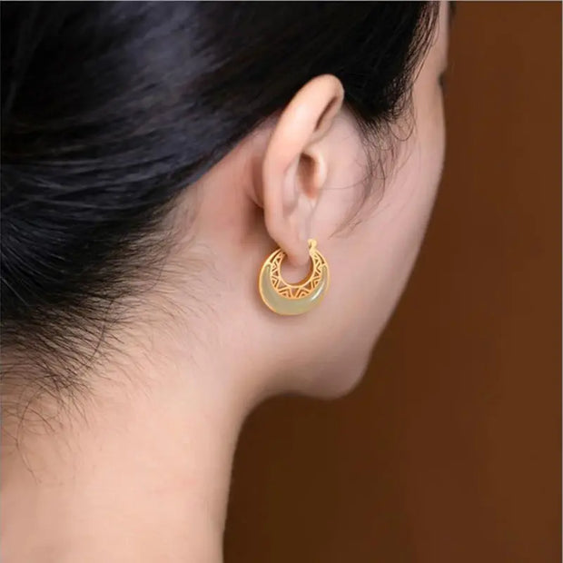 Boucles d'oreilles "Lune" en Jade