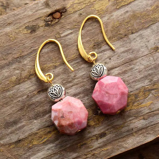 Boucles d'oreilles "Mémoire" en Rhodonite