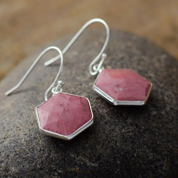 Boucles d'oreilles en Rhodonite