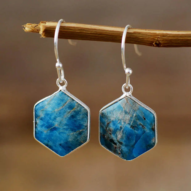 Boucles d'oreilles en Labradorite / Apatite / Rhodonite