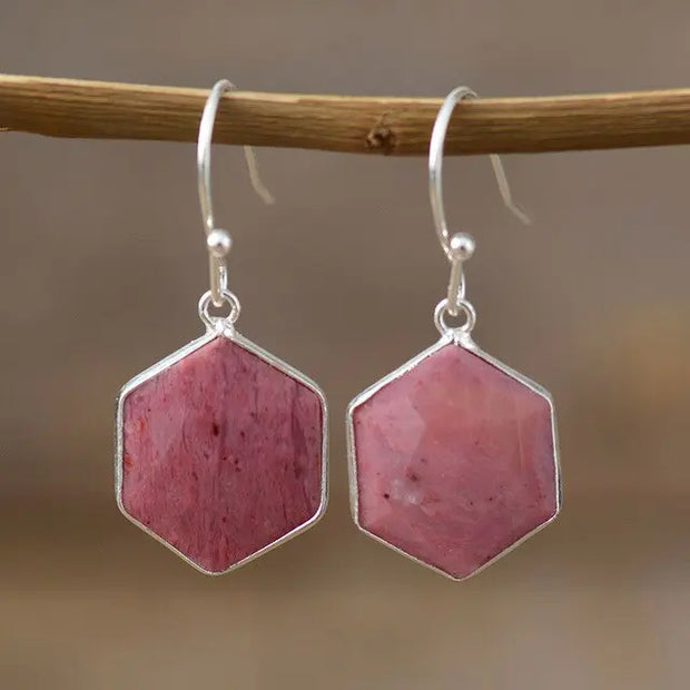 Boucles d'oreilles en Labradorite / Apatite / Rhodonite