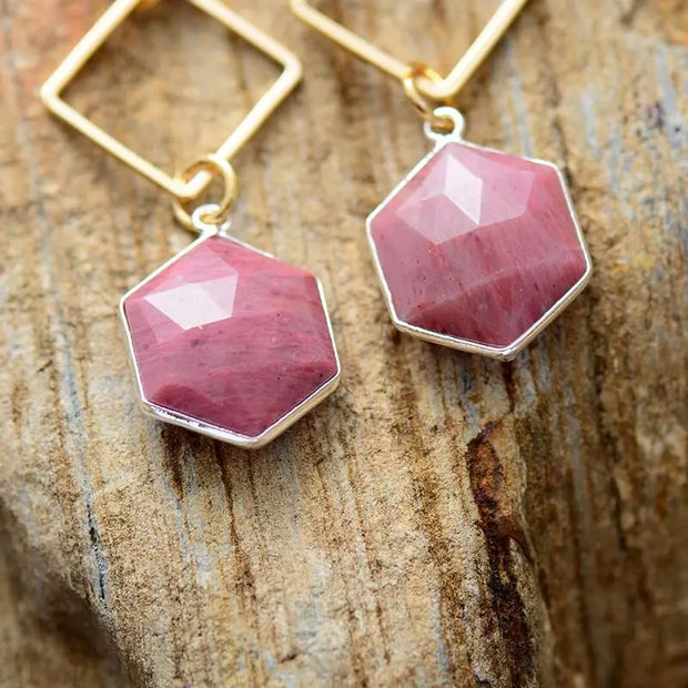 Boucles d'oreilles en Rhodonite