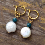 Boucles d'oreilles en perle d'eau douce et Apatite