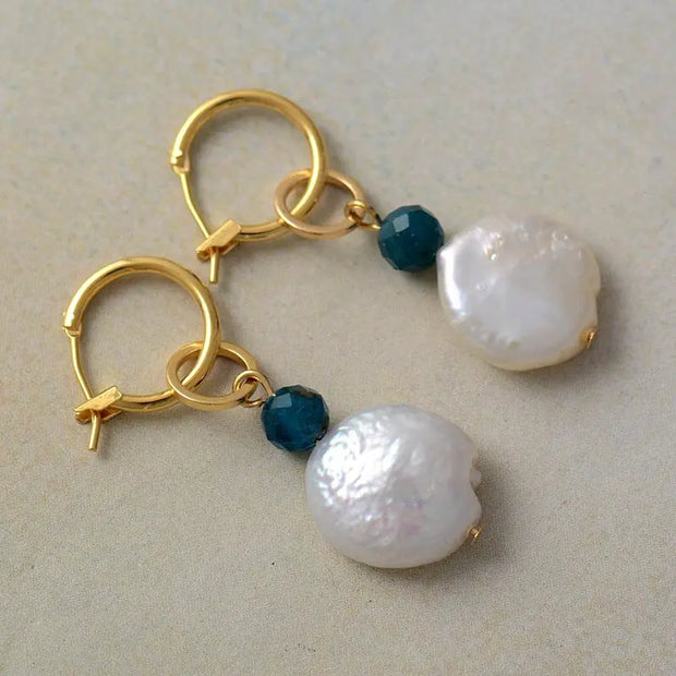 Boucles d'oreilles en perle d'eau douce et Apatite