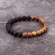 Bracelet "Douceur et Puissance" en Pierre de Lave et Bois de Wengé