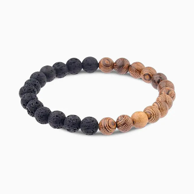 Bracelet "Douceur et Puissance" en Pierre de Lave et Bois de Wengé