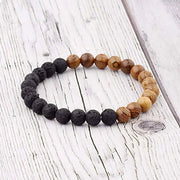 Bracelet "Douceur et Puissance" en Pierre de Lave et Bois de Wengé
