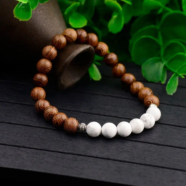 Bracelet "Guérison" en Bois et Howlite