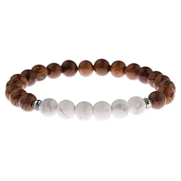 Bracelet "Guérison" en Bois et Howlite