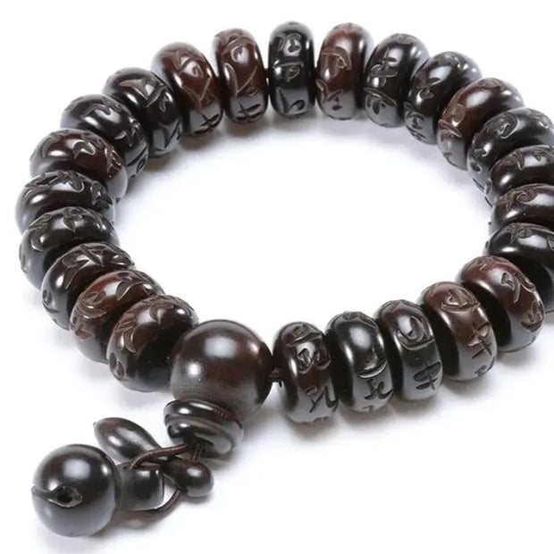 Bracelet "Mantra" tibétain en Bois naturel