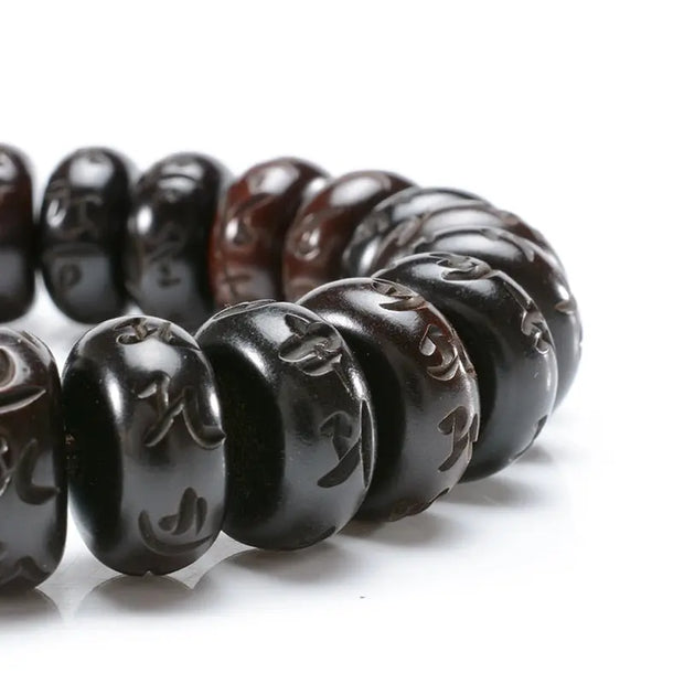Bracelet "Mantra" tibétain en Bois naturel