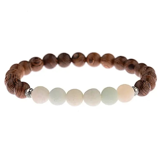 Bracelet "Paix intérieure" en Bois et Amazonite