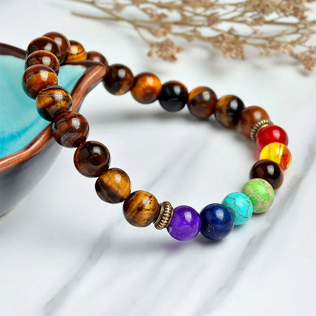 Bracelet 7 Chakras - Protection Oeil de Tigre