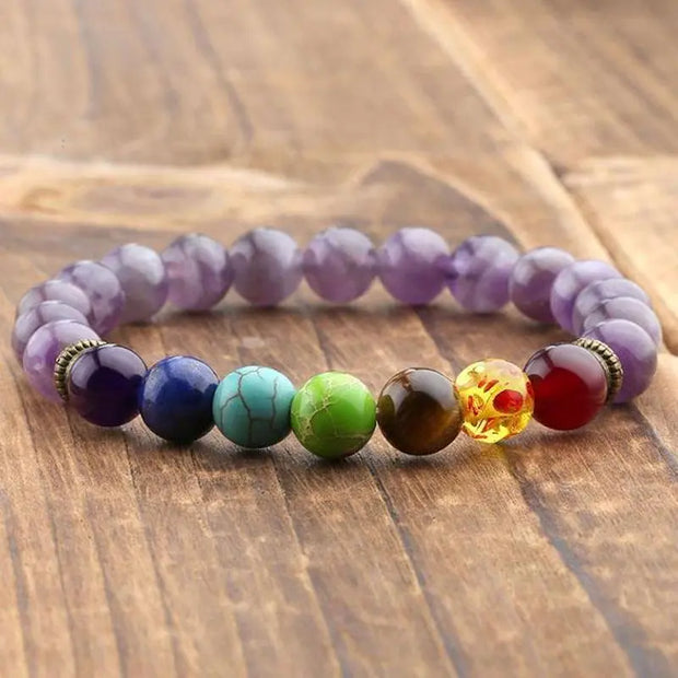 Bracelet 7 Chakras et Améthyste