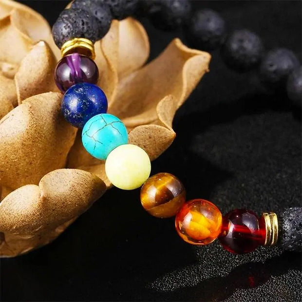 Bracelet 7 Chakras et Pierre de Lave