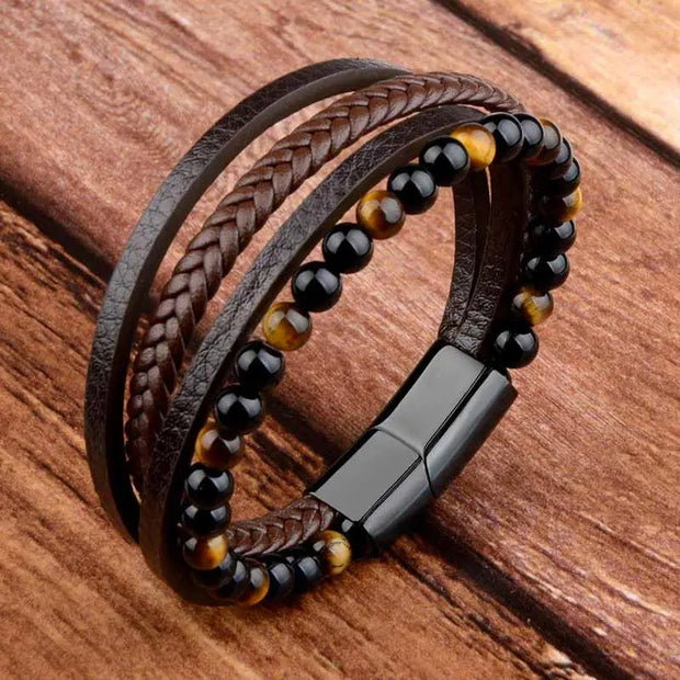 Bracelet Cuir et Oeil de Tigre