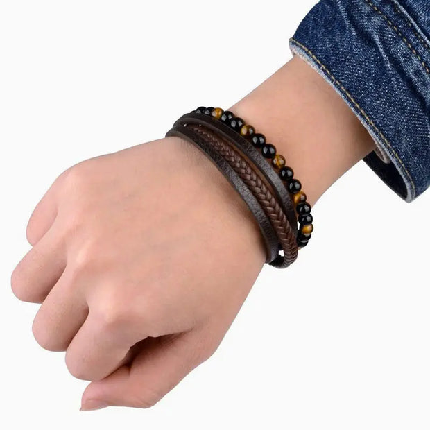 Bracelet Cuir et Oeil de Tigre