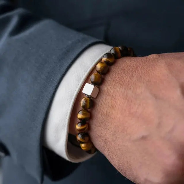 Bracelet Homme Moderne en Oeil de Tigre