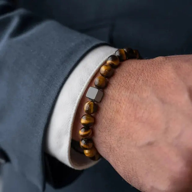 Bracelet Homme Moderne en Oeil de Tigre
