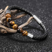 Bracelet Homme Oeil de Tigre et Cuir