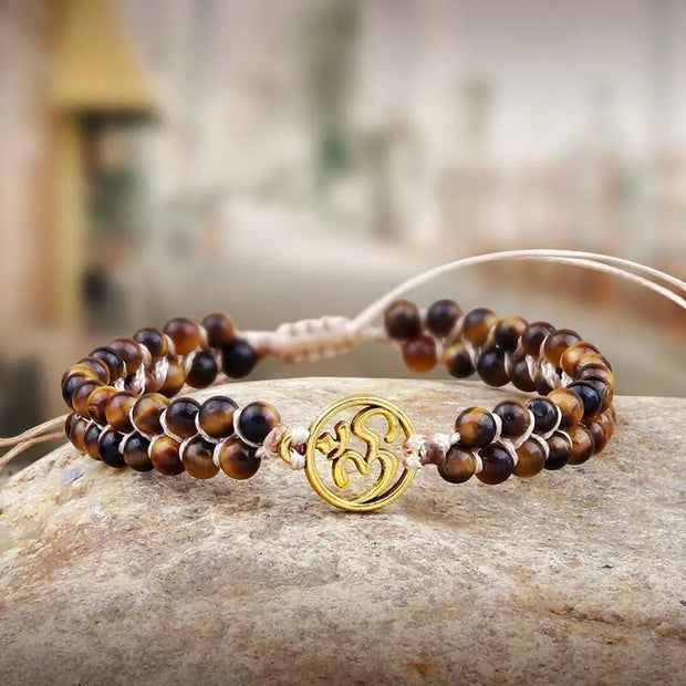 Bracelet Shamballa Oeil de Tigre Aum