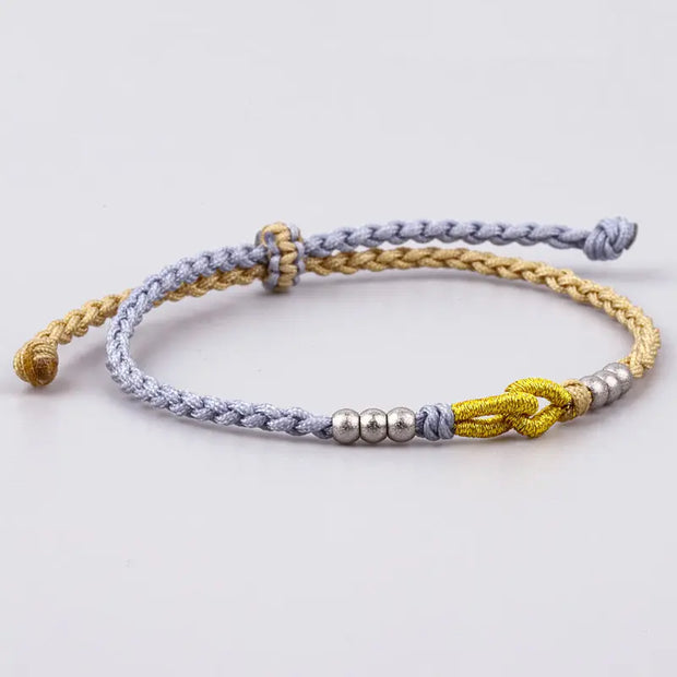 Bracelet Tibétain Noeud Gris et Jaune