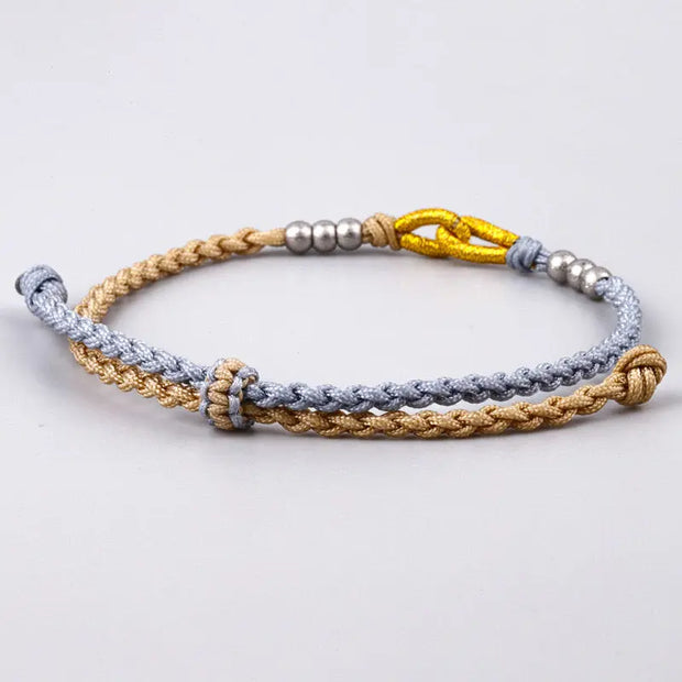 Bracelet Tibétain Noeud Gris et Jaune