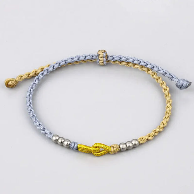 Bracelet Tibétain Noeud Gris et Jaune