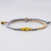 Bracelet Tibétain Noeud Gris et Jaune