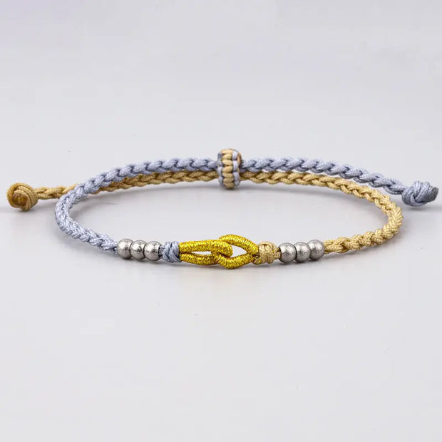 Bracelet Tibétain Noeud Gris et Jaune