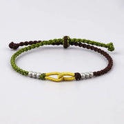 Bracelet Tibétain Noeud Vert et Noir