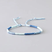 Bracelet Tibétain Tressage Indien Bleu et Blanc