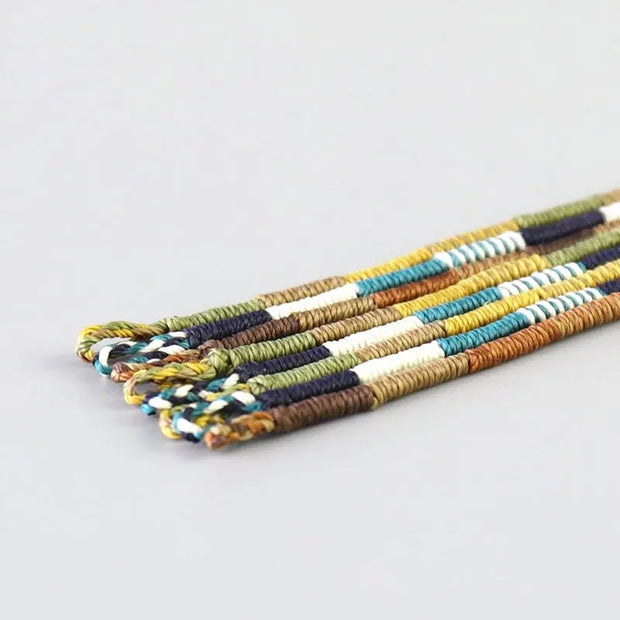 Bracelet Tibétain Tressage Indien Jaune et Vert